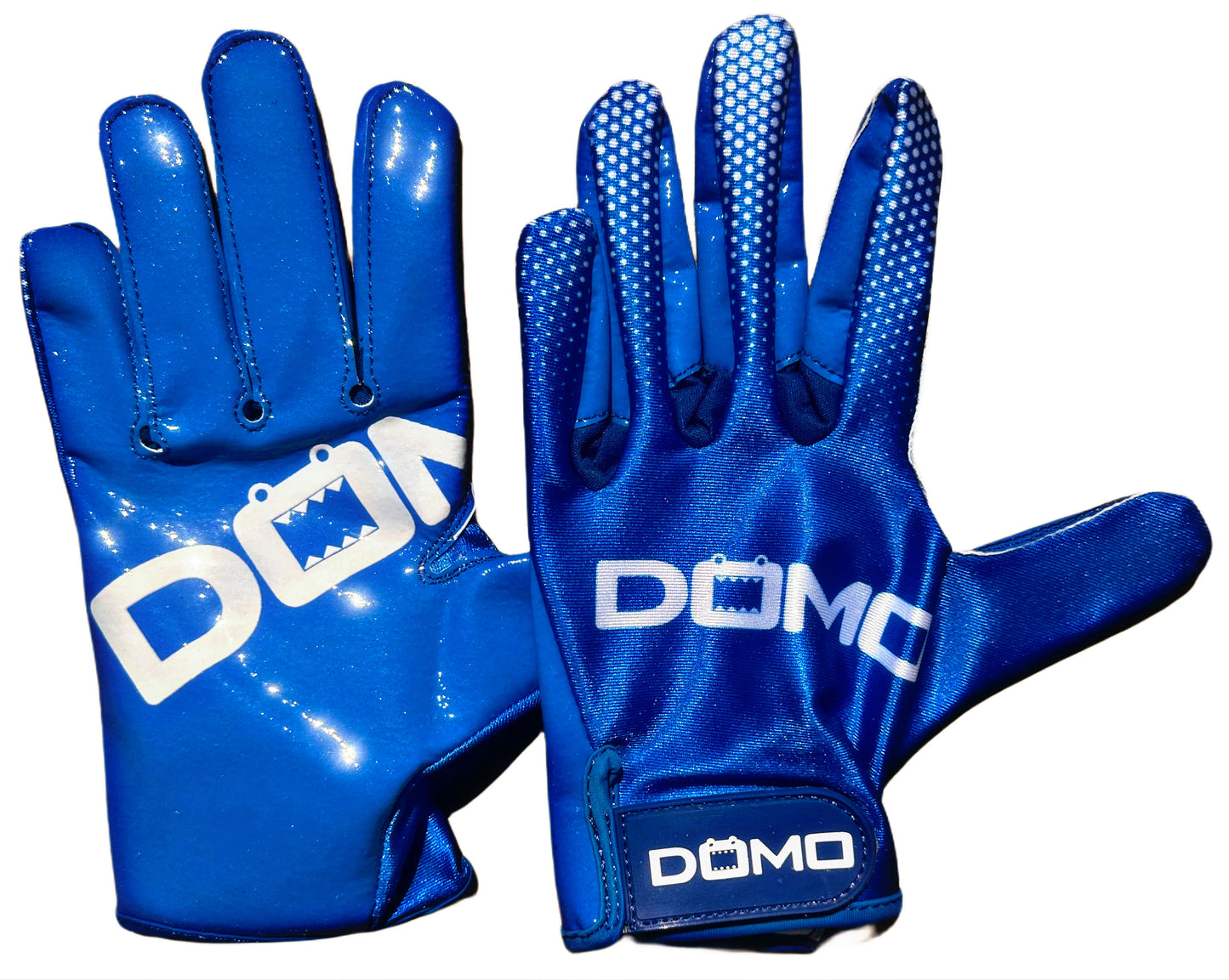 DOMO Blue/White Dottted Football Gloves
