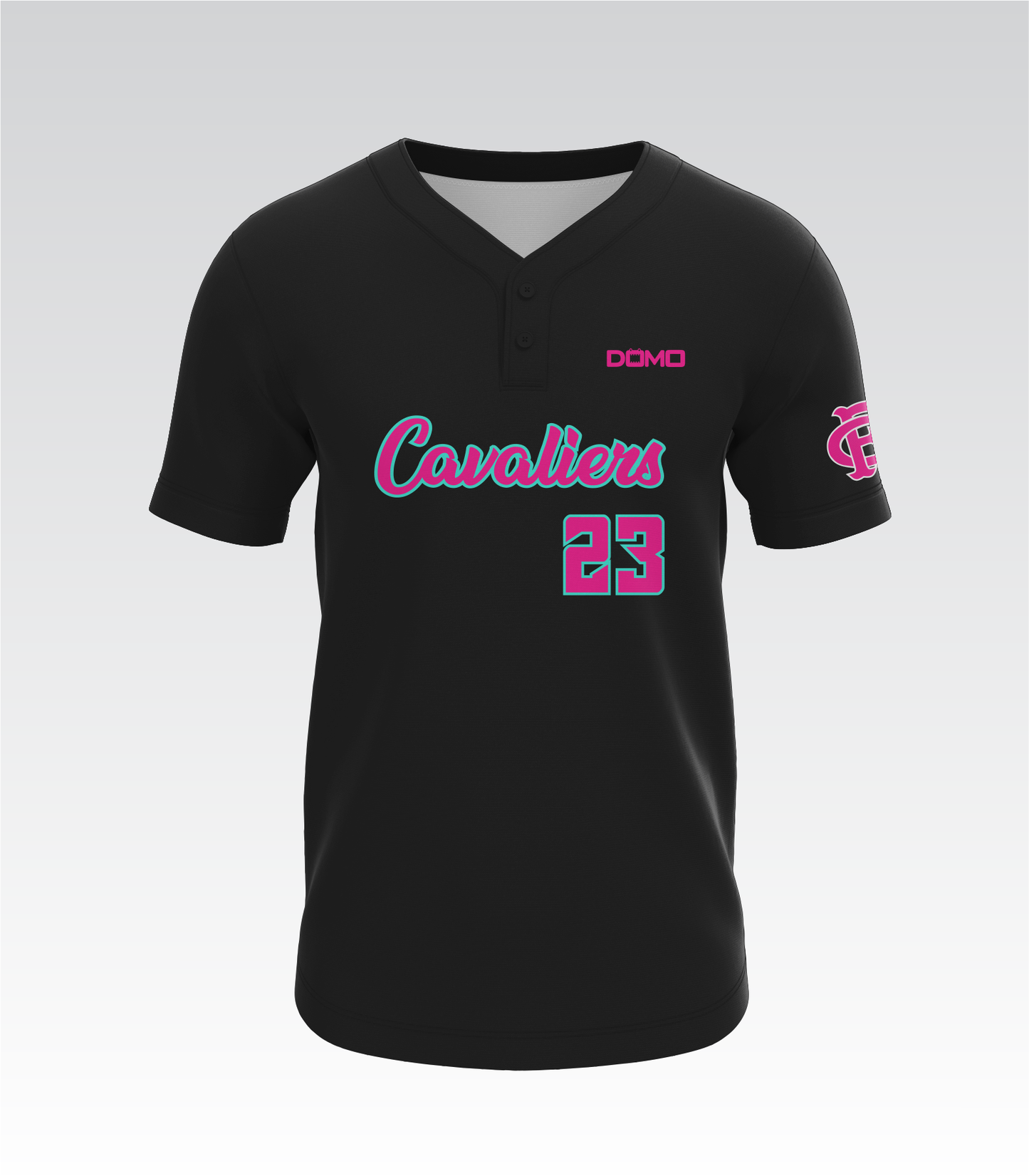 Ft. Caroline Middle HydroFlow Pro Full Button Up Jersey (Black w Pink Print)