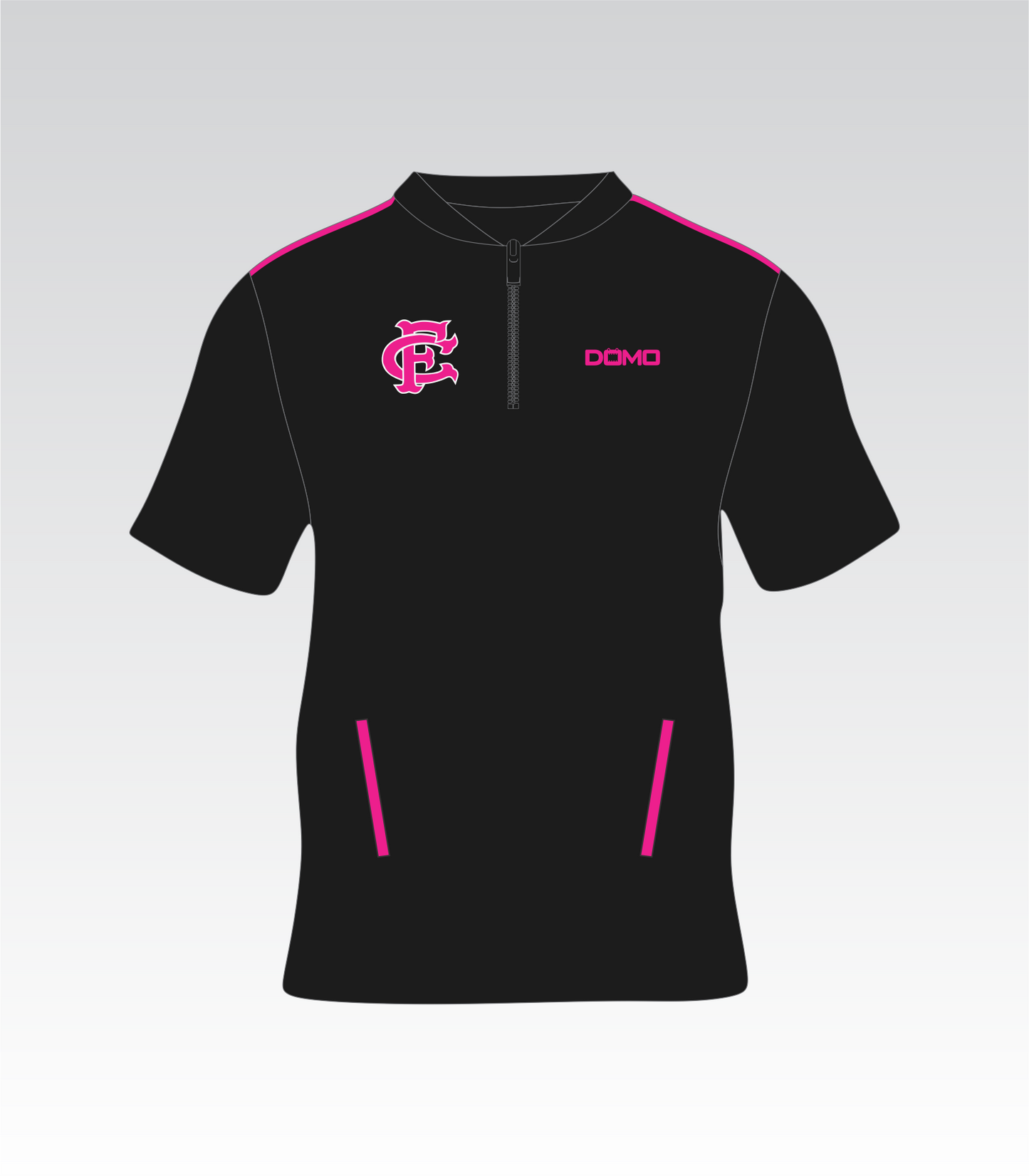 Ft. Caroline Middle Zip Crest – Quarter Zip Pull Over (Black with Pink Print)