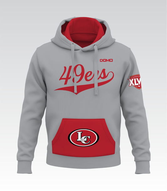 DomoEra League City 49ers Breeze Blocker – Fleece Hoodie (Gray/Red)