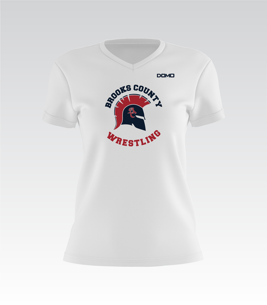 Brooks County Wrestling Lady V-Neck (White)