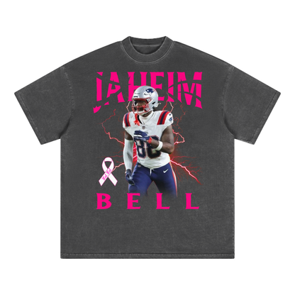 Solo Acid Wash Jaheim Bell Breast Cancer Awareness Graphic Tee (Gray)