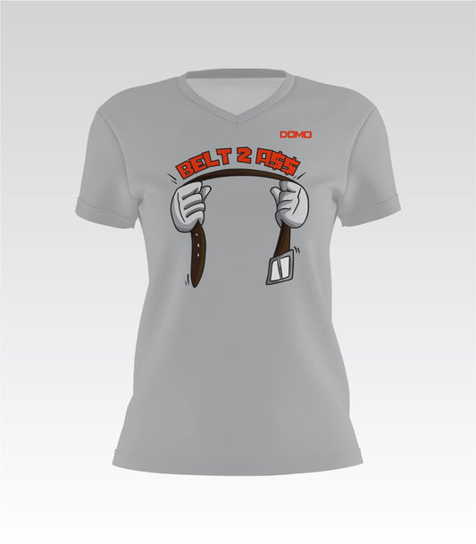 Showtime Belt 2 A$$ Lady V-Neck (Gray)