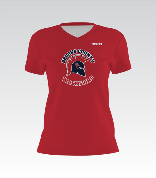 Brooks County Wrestling Lady V-Neck (Red)