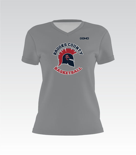 Brooks County Basketball Lady V-Neck (Gray)