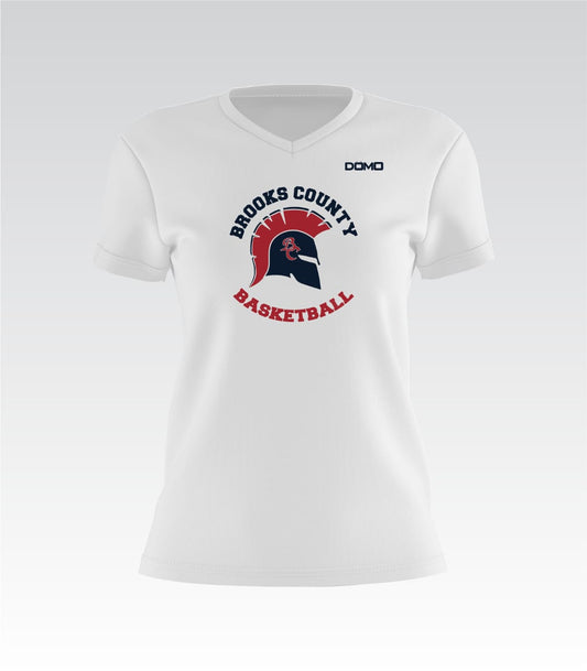 Brooks County Basketball Lady V-Neck (White)