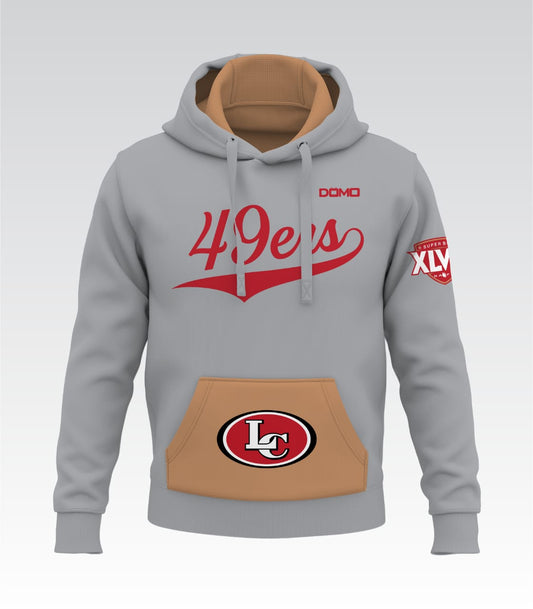 DomoEra League City 49ers Breeze Blocker – Fleece Hoodie (Gray/Gold)