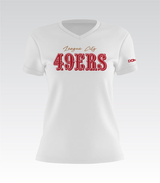 League City 49ers Lady V-Neck (White)