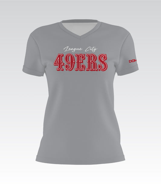 League City 49ers Lady V-Neck (Gray)