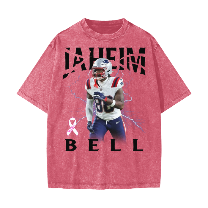 Solo Acid Wash Jaheim Bell Breast Cancer Awareness Graphic Tee (Hot Pink)