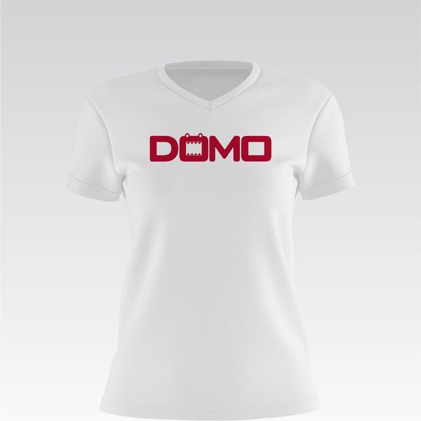 DOMO White/Red Lady V-Neck